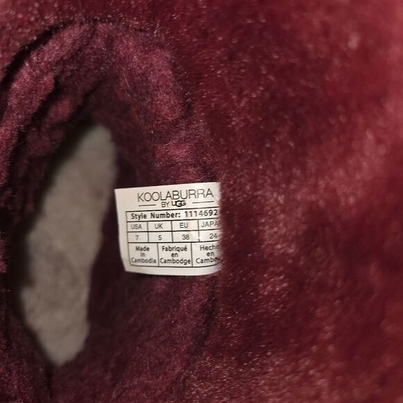 Koolaburra by UGG NIB Suede Faux Fur Short Boots - Dezi Zinfandel Size 7 - Picture 6 of 7